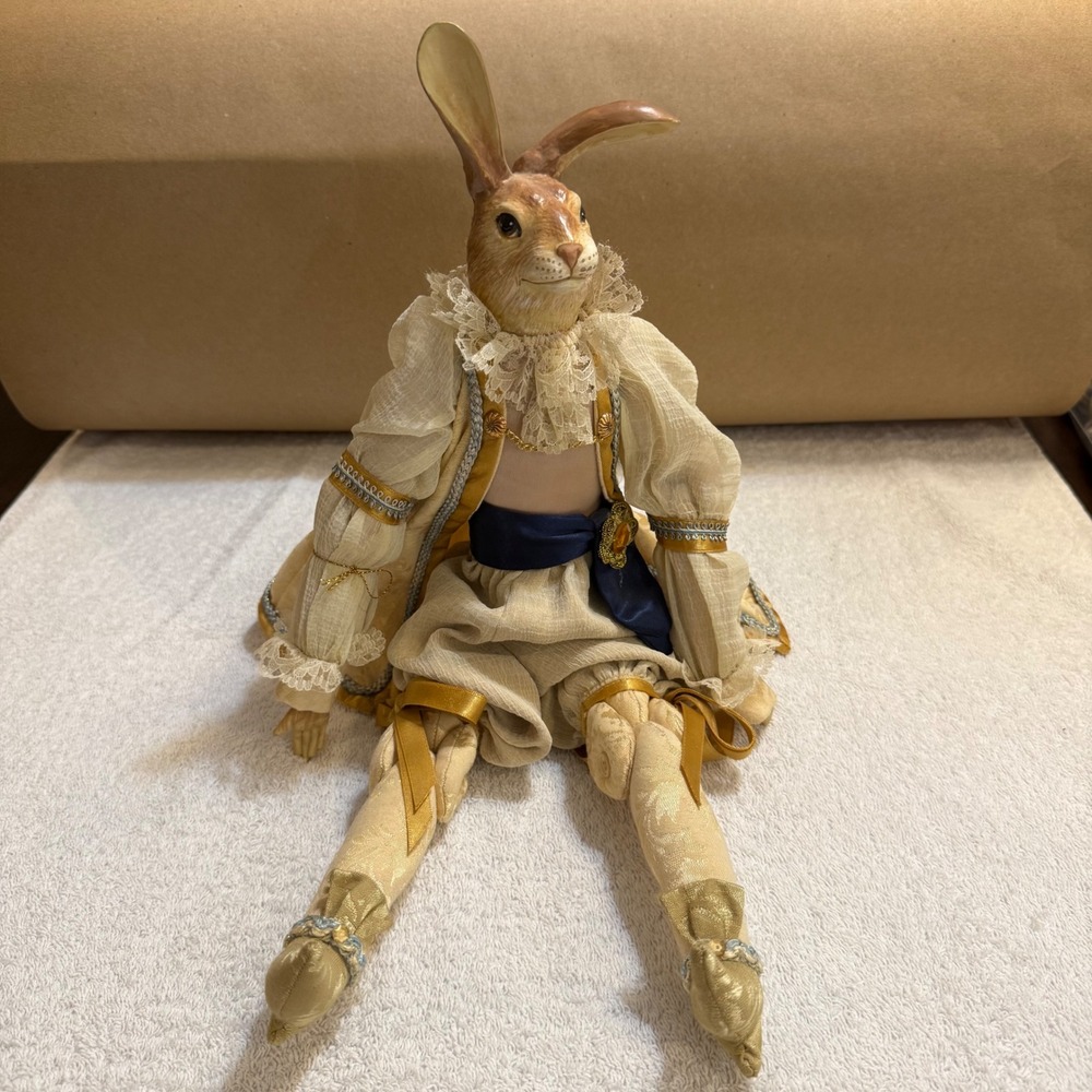 Katherine's Collection Silver Lake Rabbit Doll Regency Dandy Bunny Cream Gold